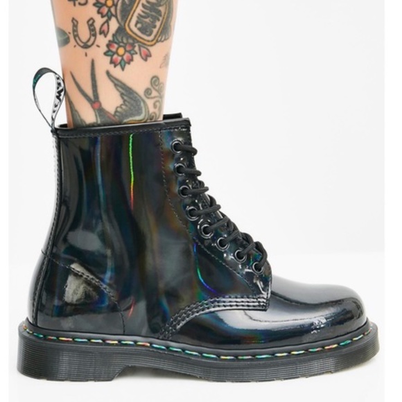 Dr. Martens 1460 Rainbow Holographic Patent Boots - Picture 2 of 9